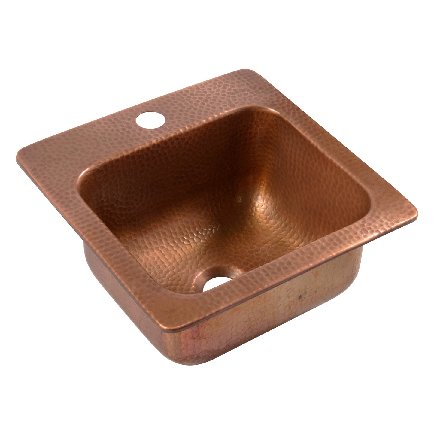 Angelico Copper 15" Single Bowl Drop-In Kitchen Sink