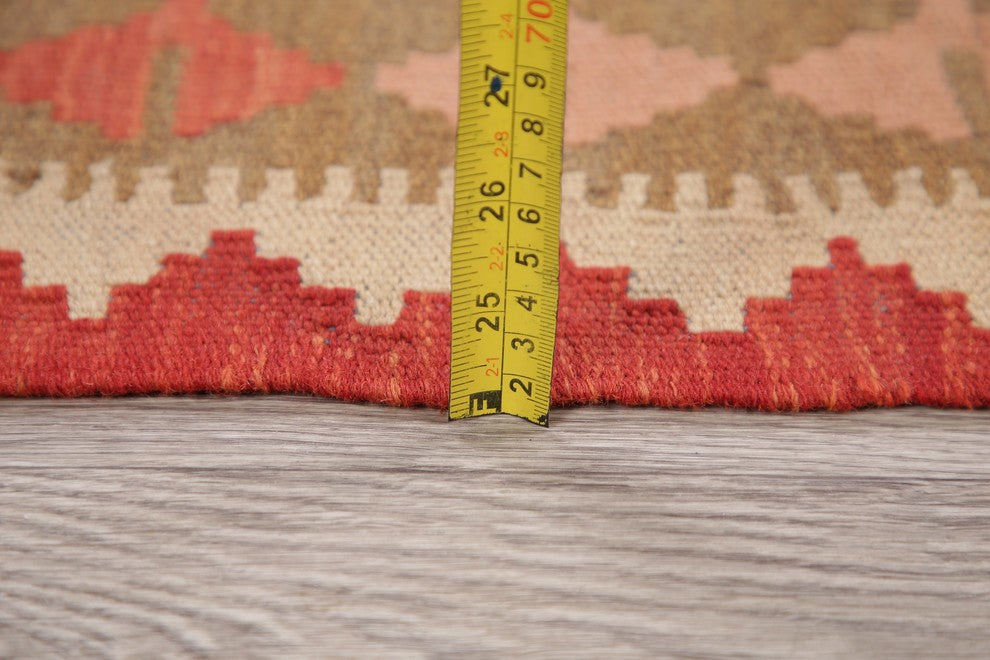 Kilim Pure Wool Turkish Oriental Traditional Flat-Woven Runner Rug, 6'7"X3'4"