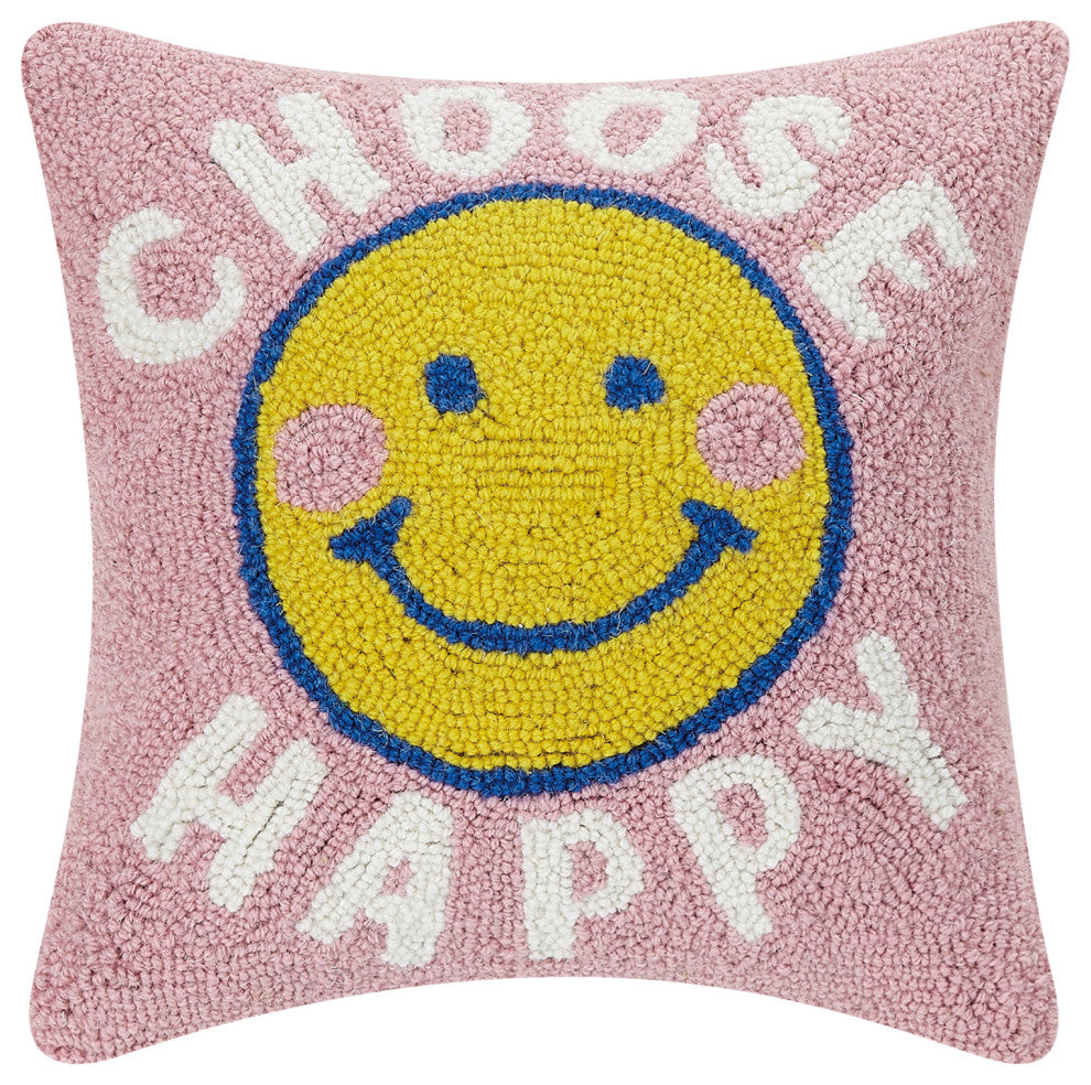Choose Happy Hook Pillow
