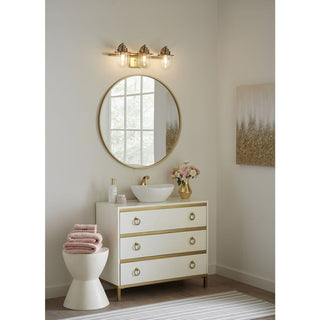 Northlake Collection Three-Light Vintage Brass Clear Glass Bath Light