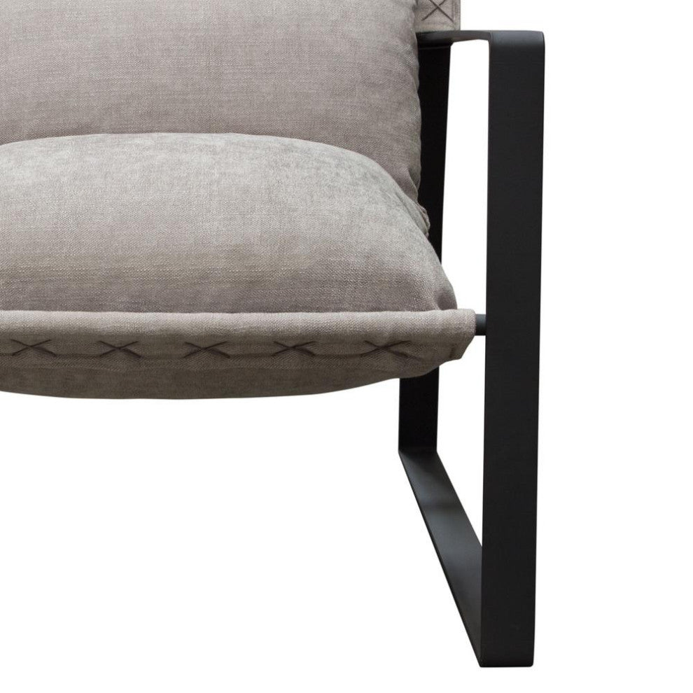 Miller Sling Accent Chair in Grey Fabric w/ Black Powder Coated Metal Frame...
