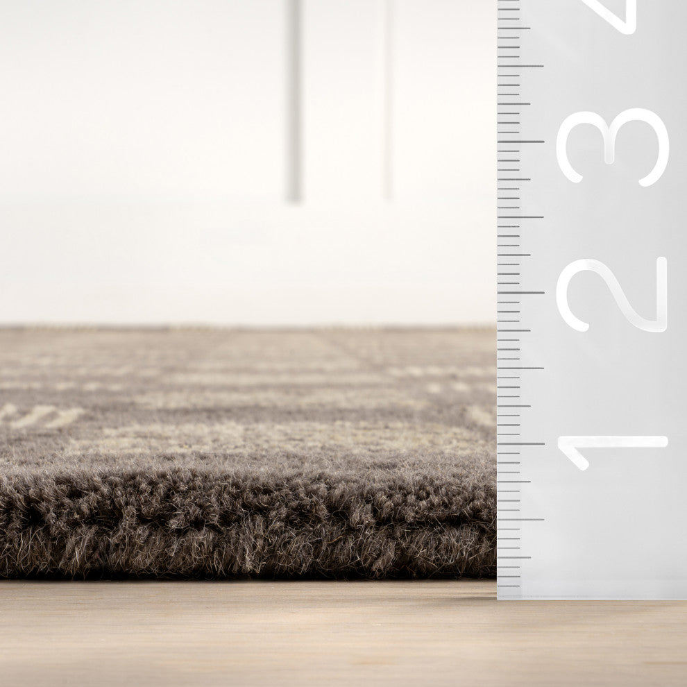 Arvin Olano x RugsUSA Quince Checkered Wool Rug, Grey 3' x 5'