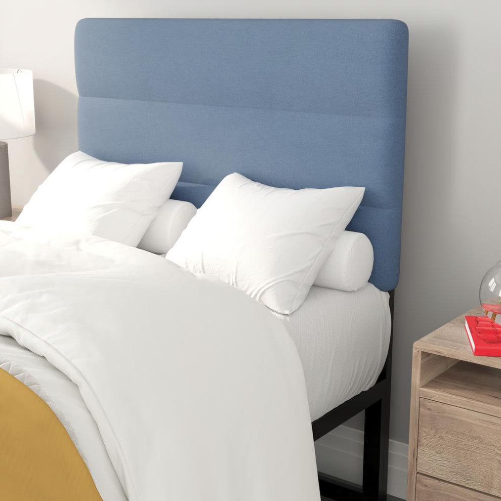 Paxton Stitched Upholstered Adjustable Height Headboard, Blue, Twin