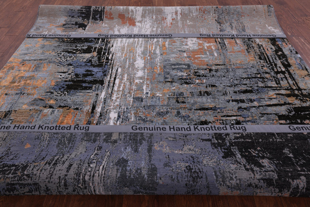 Handmade Abstract Wool and Silk Rug 7' 11" X 10' 2" Q8555