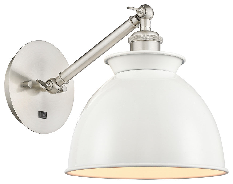 Innovations 317-1W-SN-M14-W Adirondack 1 Light Sconce, Brushed Satin Nickel