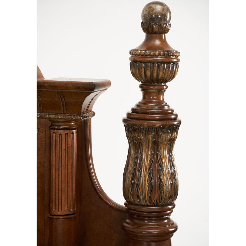 Villa Valencia Eastern King Low Poster Bed, Classic Chestnut