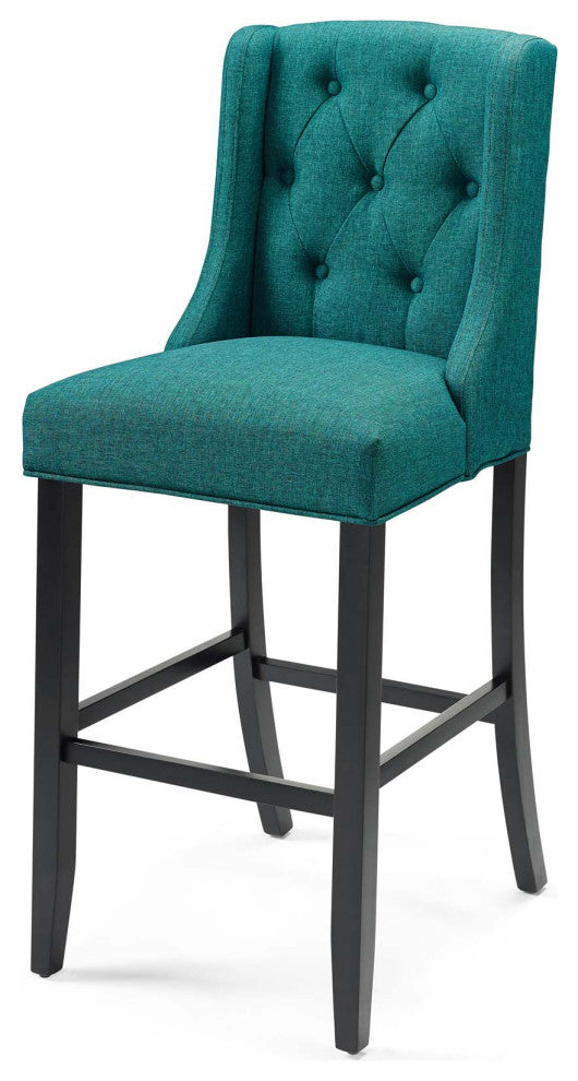 Tufted Bar Stool Chair Barstool, Fabric, Wood, Teal Blue, Modern, Bar Pub Bistro