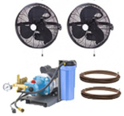 High Pressure 1000Psi, 18" 2 Fan Wall Mount Mist Kits Unenclosed Pump