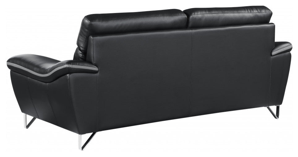 Set of Modern Black Leather Sofa And Loveseat