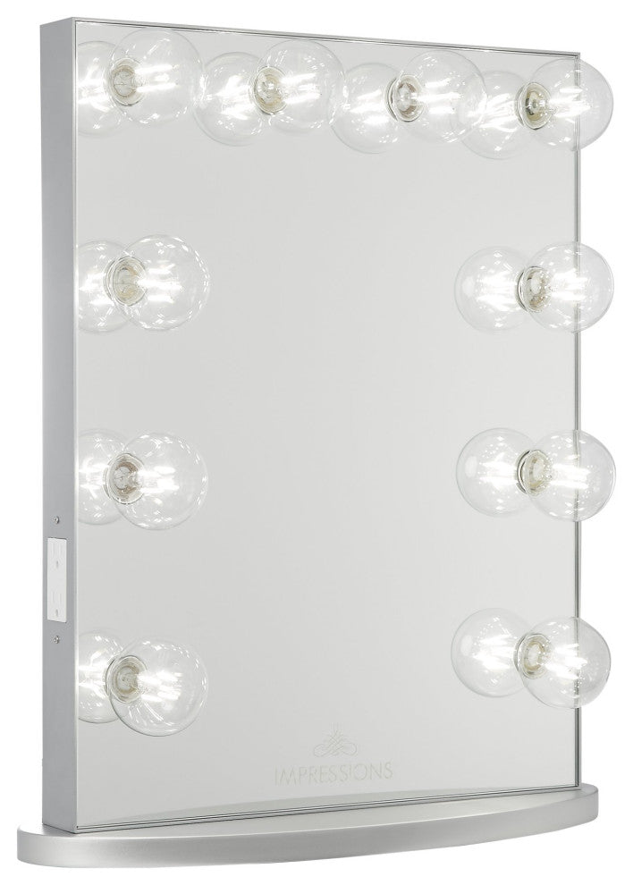 Hollywood Glow Lite Vanity Mirror, Clear LED Globe Bulbs, Shimmery Silver
