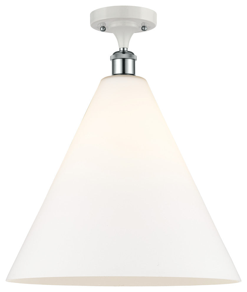 Innovations 516-1C-WPC-GBC-161 1 Light Semi-Flush Mount, White, Polished Chrome