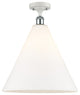 Innovations 516-1C-WPC-GBC-161 1 Light Semi-Flush Mount, White, Polished Chrome