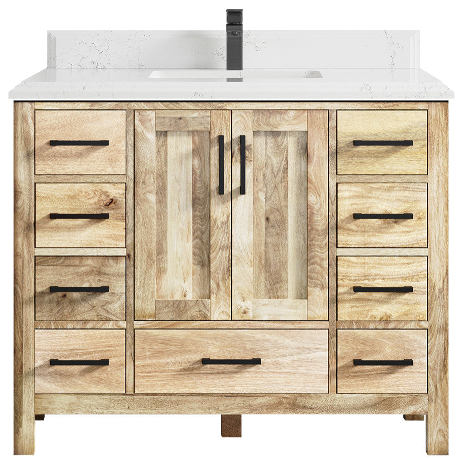Malibu Mango 42 Single Sink Bath Vanity in White Washed 1.5" Empira Quartz