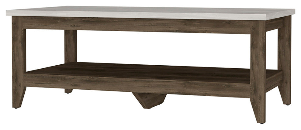Paulson Rustic Coffee Table Onyx Top by RST Brands, Brown/White