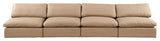 Comfy Upholstered Modular Sofa, Tan, 4-Piece: 4 Armless Chair, Vegan Leather