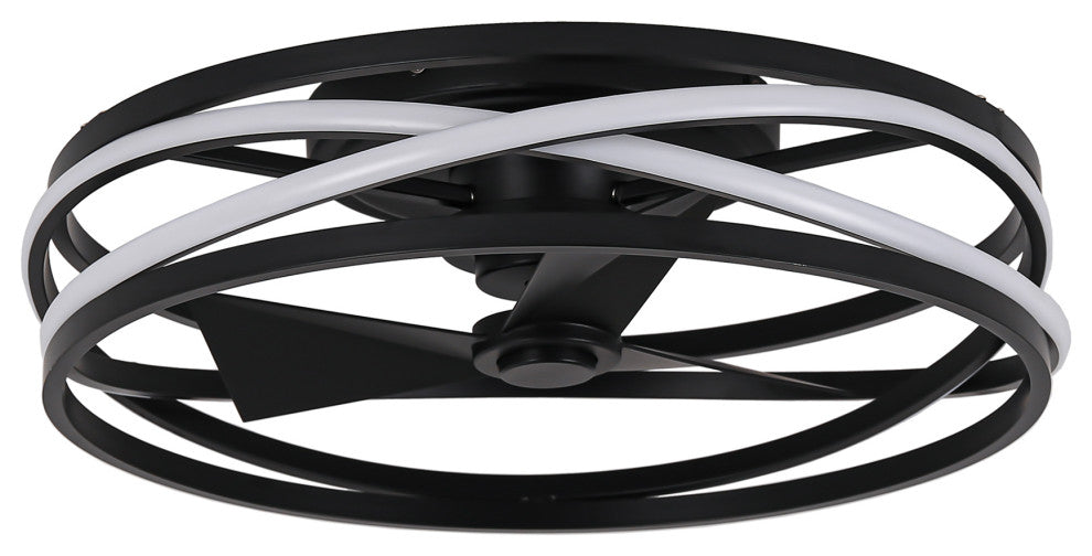 19.68 inch Small Flush Mount Ceiling Fan with Light and Remote, Matte Black