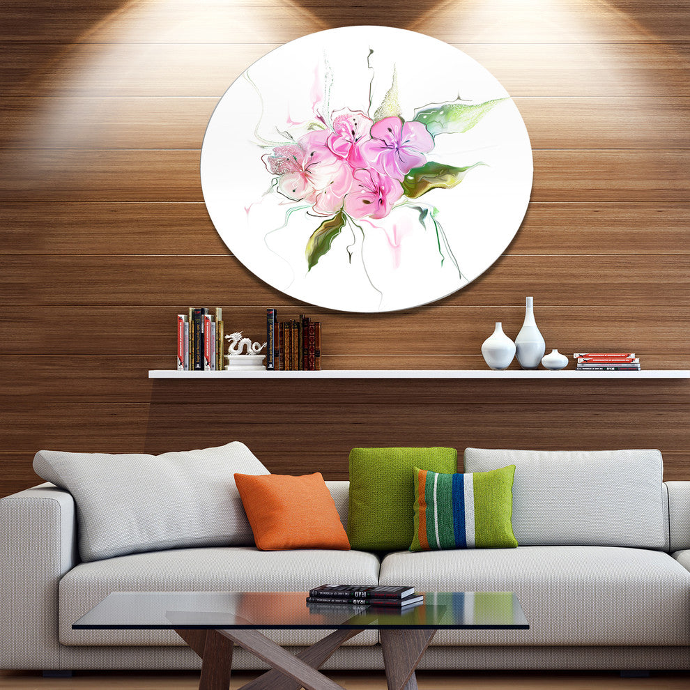 Pink Bouquet Of Pansies, Animal Disc Metal Wall Art, 36"