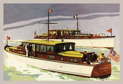 38 Ft. Double Cabin Cruiser and 46 Ft. Sport Cruiser- Gallery Wrapped Canvas Art