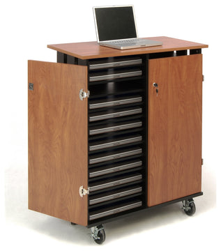 Oklahoma Sound Laptop Charging/Storage Cart, Cherry/Black