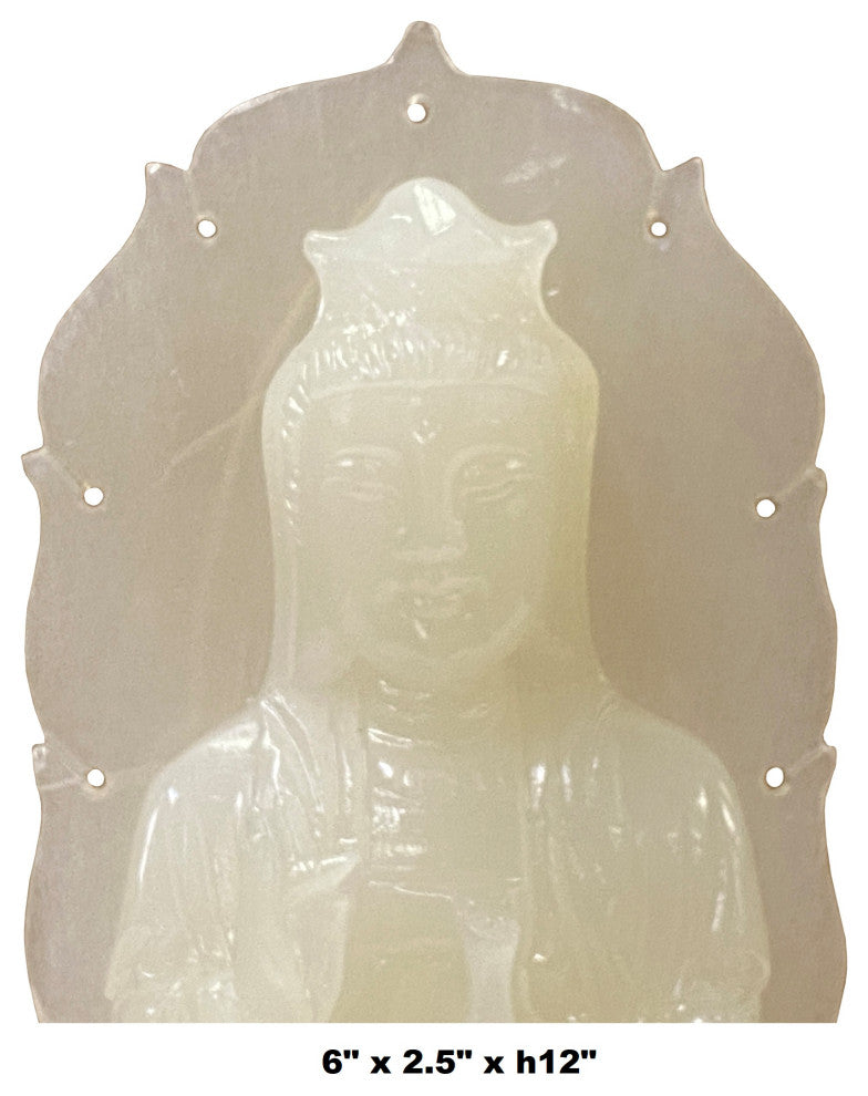 Chinese Off White Color Stone Guan Yin Bodhisattva Avalokitesvara Statue ws1773