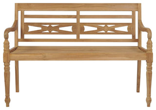 Vidaxl Batavia Bench With Anthracite Cushion 47.2" Solid Teak Wood