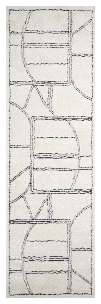 Monotone Moroccan White -1 Power-Loom Area Rug 5' x 7'6"