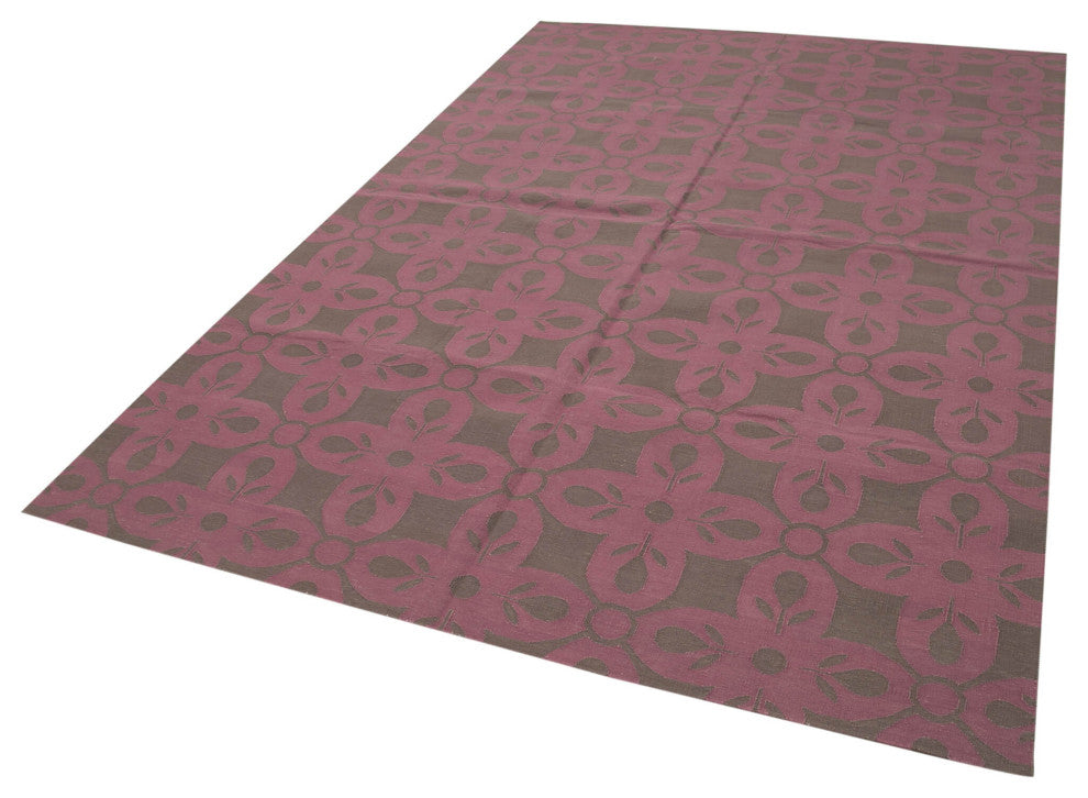 Rug N Carpet - Handmade Wool 6' 1'' x 8' 10'' Modern Design Dhurrie Kilim Rug