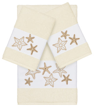 Lydia 3-Piece Embellished Towel Set, Cream