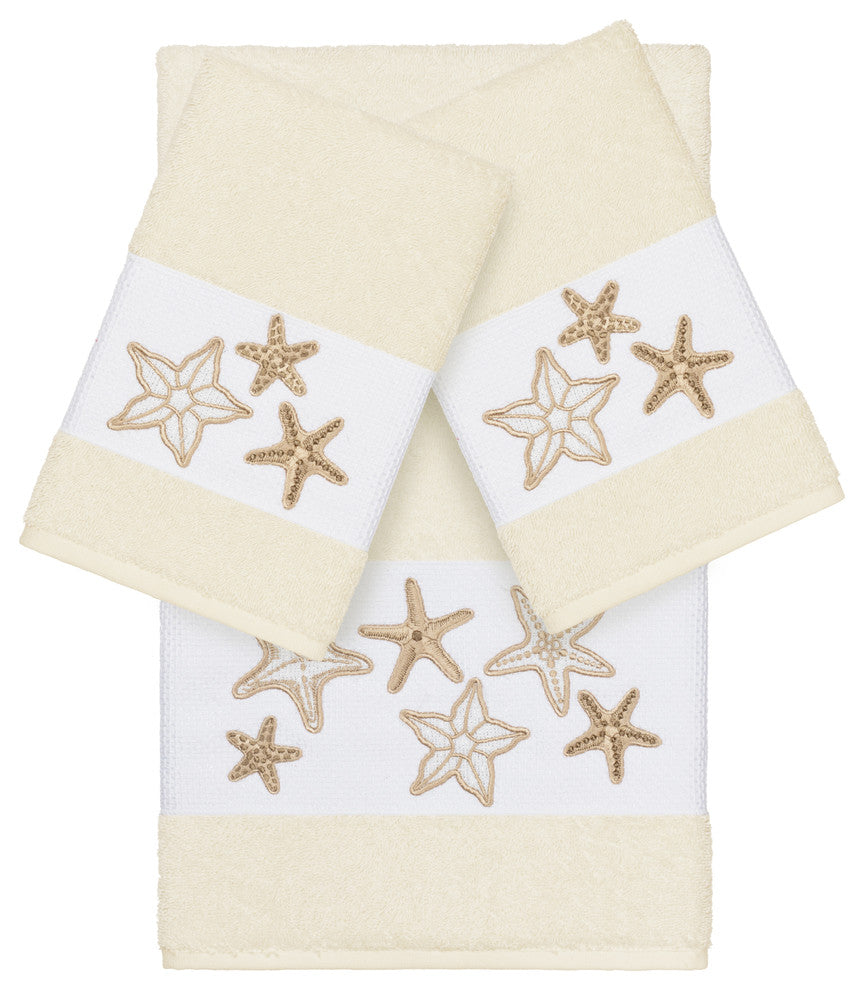 Lydia 3-Piece Embellished Towel Set, Cream