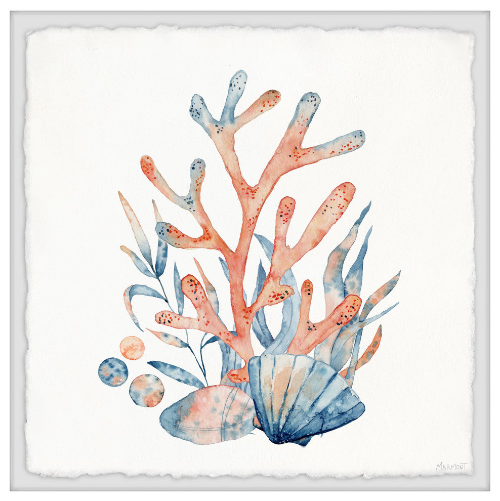 "Coral and Shells" Framed Painting Print, 24x24
