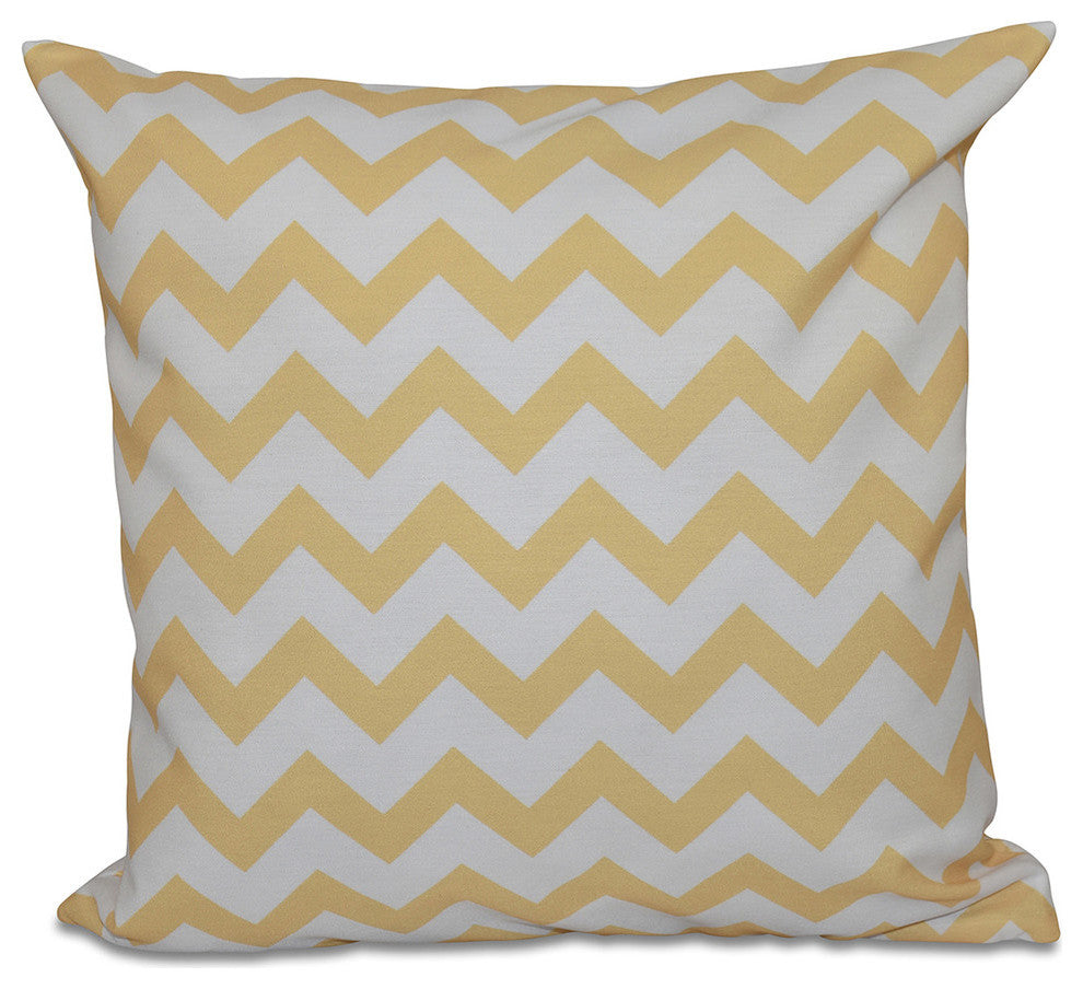 Chevron Decorative Outdoor Pillow, Yellow, 18"x18"