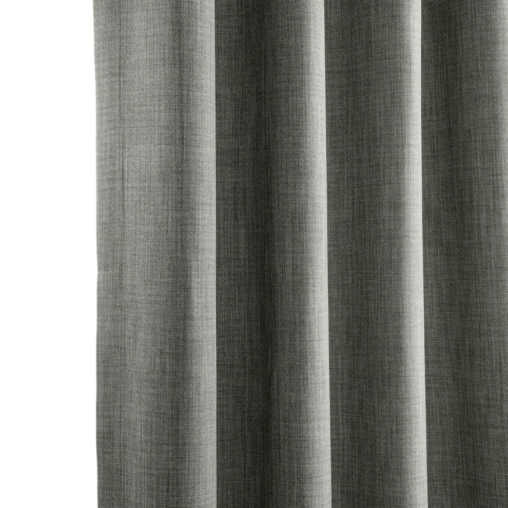 Faux Linen Grommet Room Darkening Curtain Single Panel, Blazer Grey, 50w X 96l