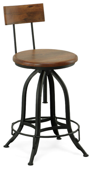 Ryder Adjustable Stool With Back, Chestnut/Black