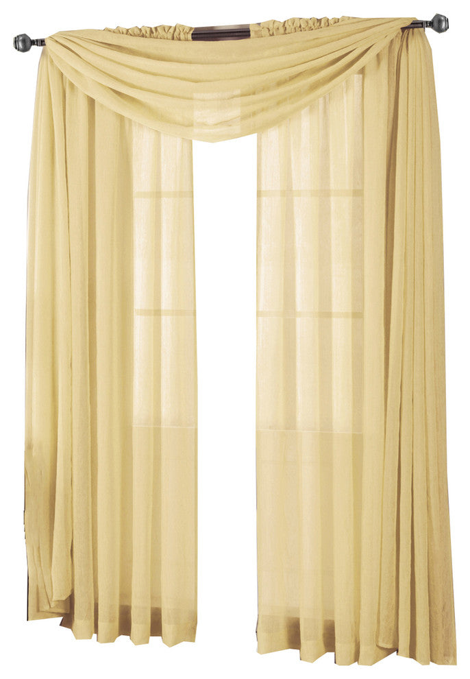Abri Single Rod Pocket Sheer Curtain Panel, Gold, 50"x96"