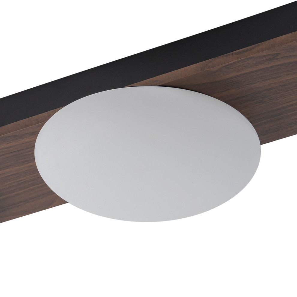 Farmhouse 3-Light Walnut Grain LED Rectangle Semi Flush Mount With Shade