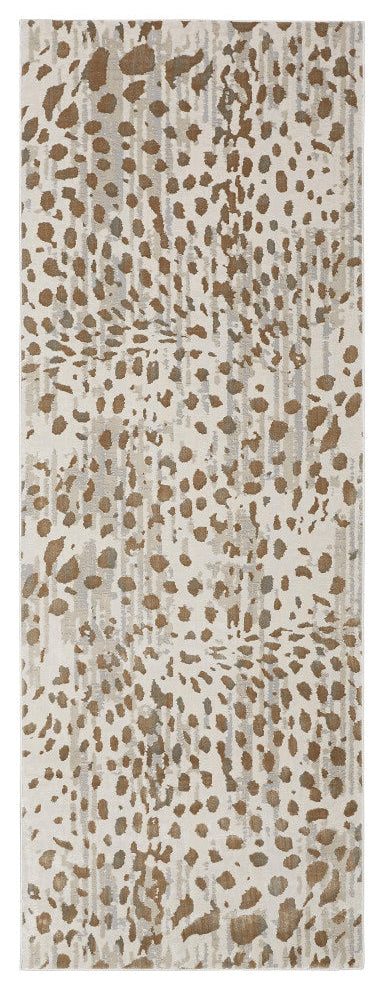 Weave & Wander Vanhorn Animal Print, Brown/Ivory/Tan, 2'10"x7'10"