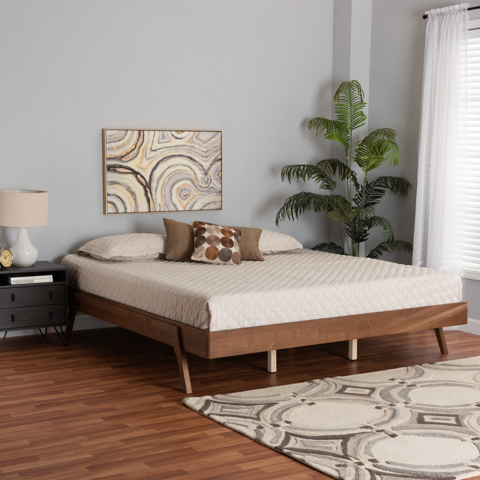 Margot Ash Walnut Wood Bed Frame, Queen