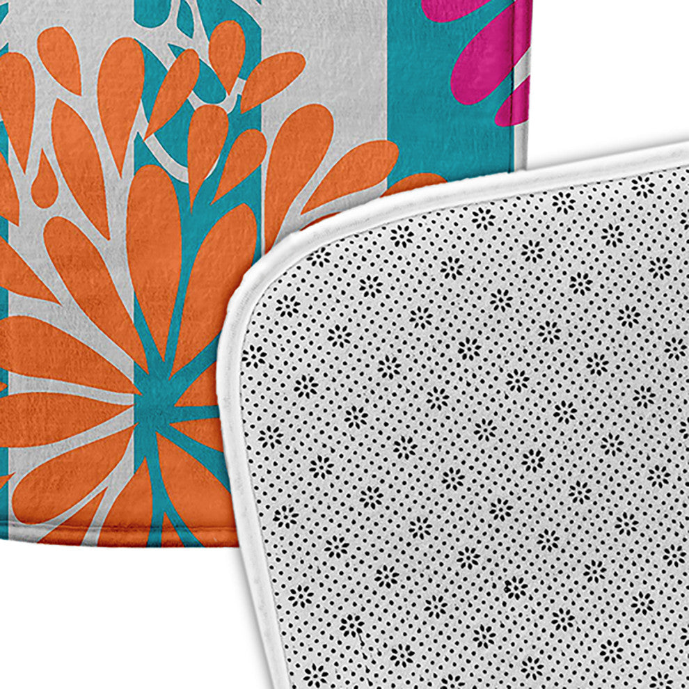 24" x 17" Flower Bursts Bathmat, Blue