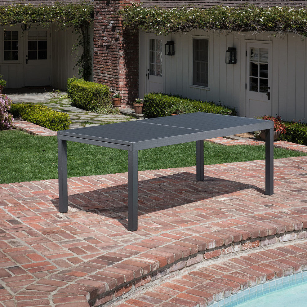 Naples 11-Piece Outdoor Dining Set With Padded Chairs, Gray and 40"x118" Table