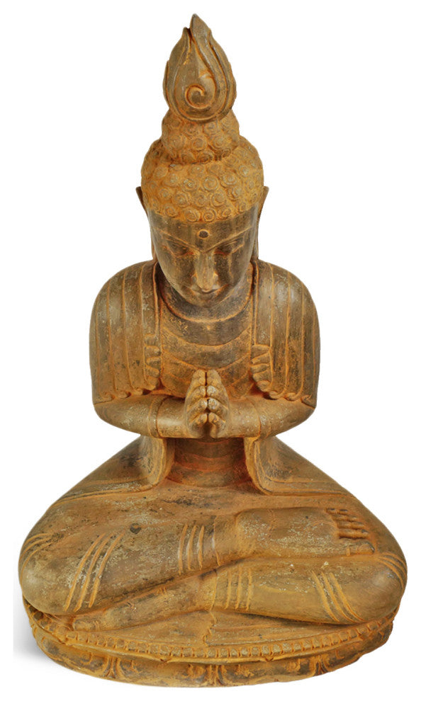 Rust Stone Sitting Garden Buddha