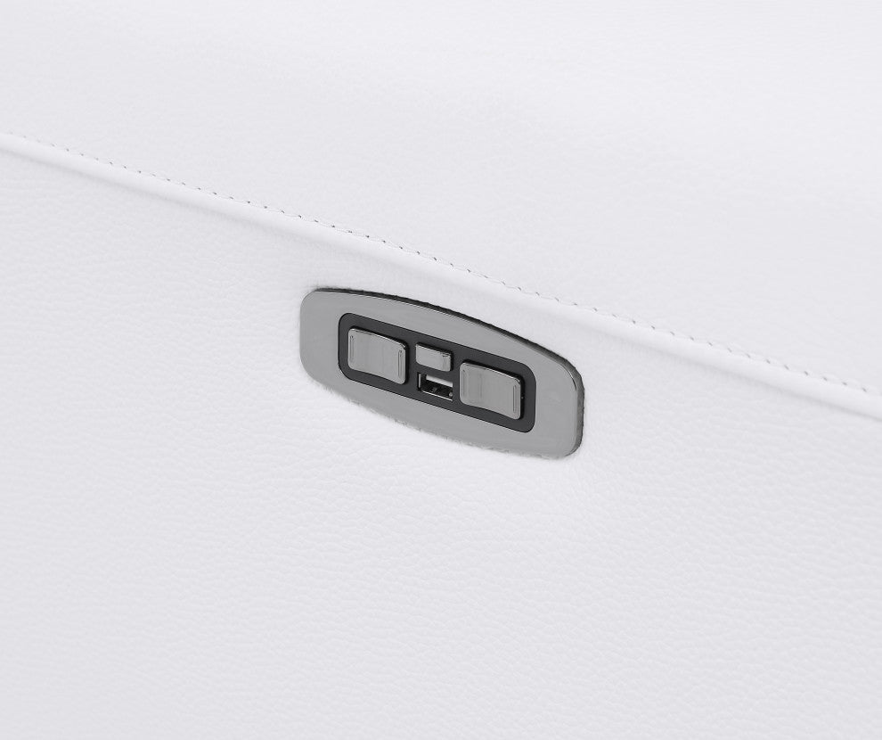 Arezzo Genuine Italian Leather Modern Sofa, White