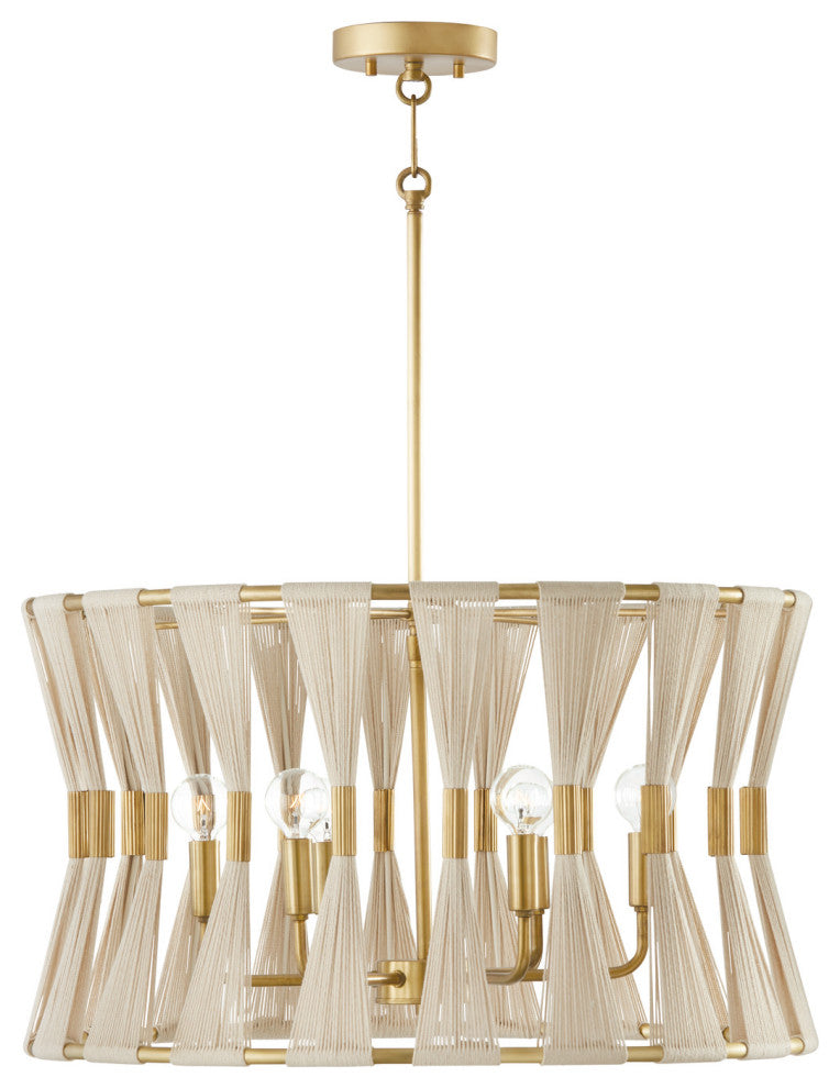 Capital Lighting 341161 Bianca 6 Light 25"W Drum Chandelier - Bleached Natural