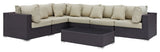 Modway Convene 7 Piece Outdoor Patio Sectional Set, Espresso Beige