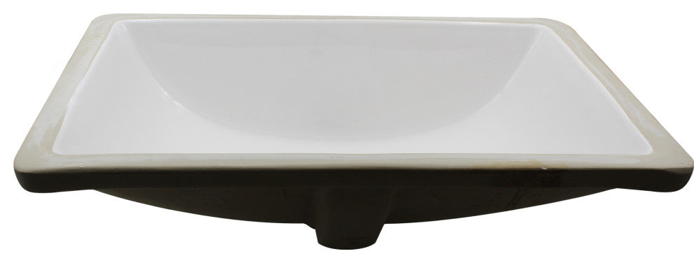NP-U193906 Rectangular Undermount White Porcelain Sink, Overflow Drain Options, Matte Black