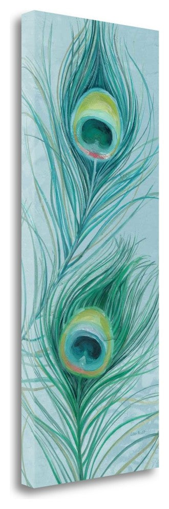 "Blue Feathered Peacock V" By Lisa Audit, Giclee Print on Gallery Wrap Canvas