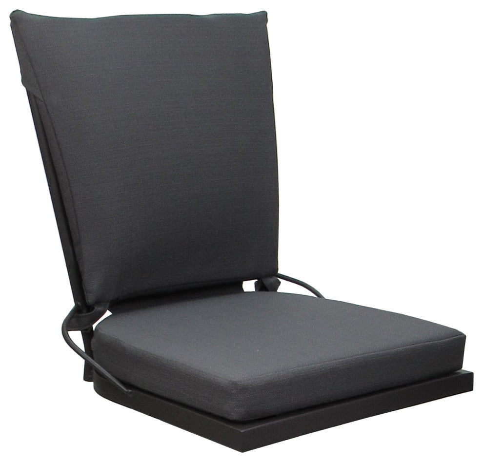 Outdoor Patio Bar Stool Jamey Without Arms, Dark Gray Linen Beige, 34"