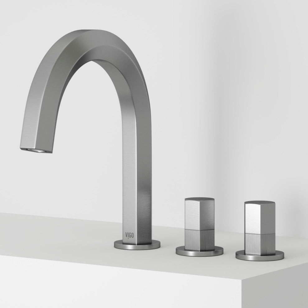 VIGO Hart 9" H 2-Handle Widespread Bathroom Faucet, Brushed Nickel