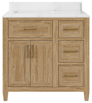 Santa Monica 36 Left Offset  Bath Vanity in Whitewashed Teak 1.5" Empira Quartz