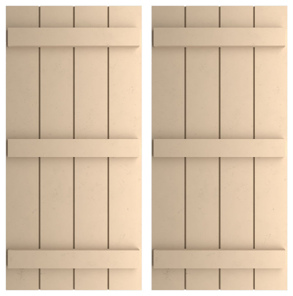Rustic 4 Board Joined B-N-B Faux Wood Shutters, 22x76", Smooth