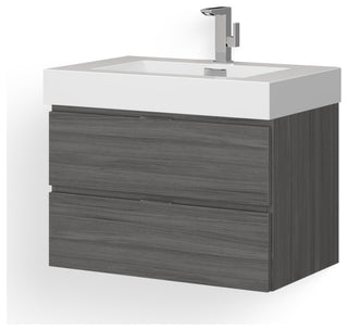 Boutique Bath Vanity, Vulcan Ash Gray, 30", Single Sink, Wall Mount